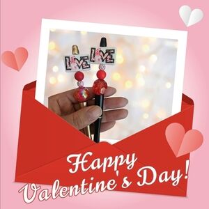 Valentines Day Love Beaded Pens Set of 2